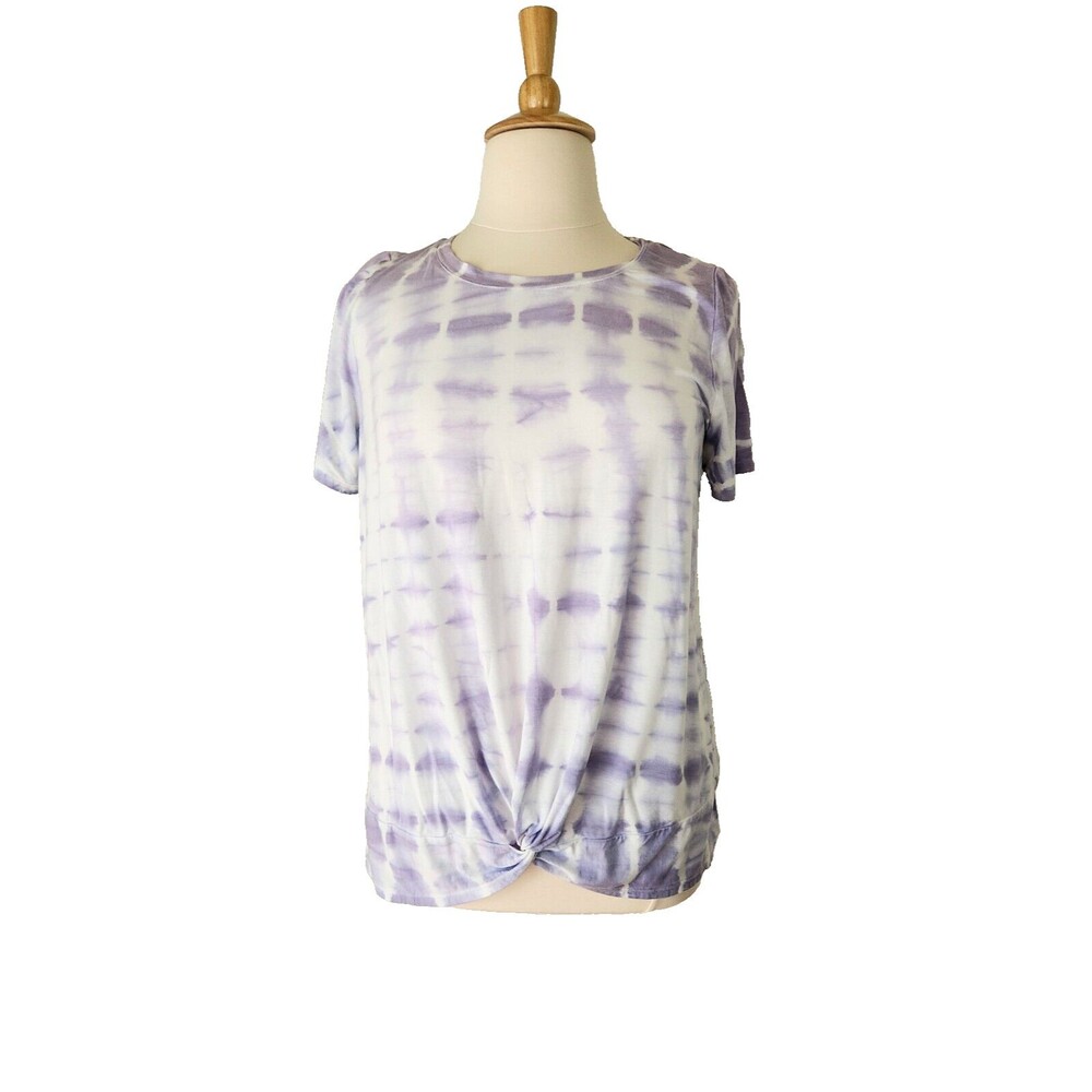 Y2K coastal Lane Bryant top sz. 18/20 white lavender tie dye SS front knot